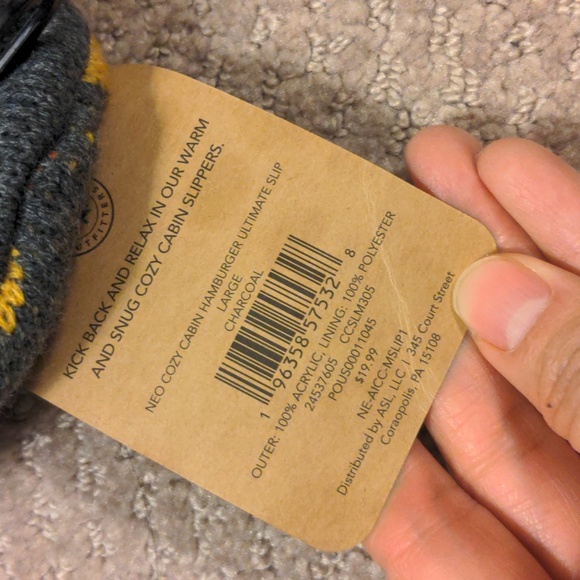 Cozy Cabin Men's Cheeseburger Slippers Size 8-12.5 NWT - Picture 5 of 6